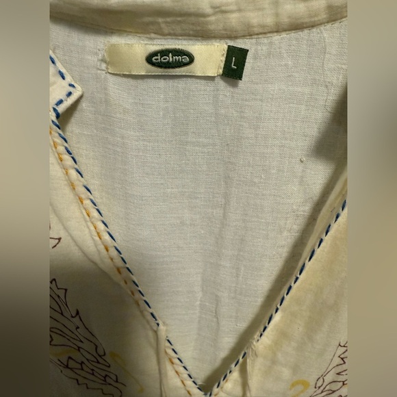 Dolma Bohemian ivory Dress with Patterned Sleeves size large - Picture 4 of 9